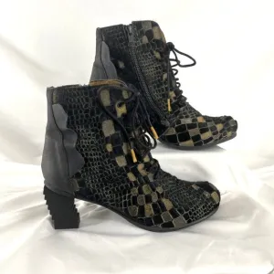 Papucei Leather Stacked Heel Animal Hair Boots Womens EU Size 41