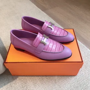 Paris Loafer Crocodile Pattern Purple Calfskin With Silver Signature Buckle 734375