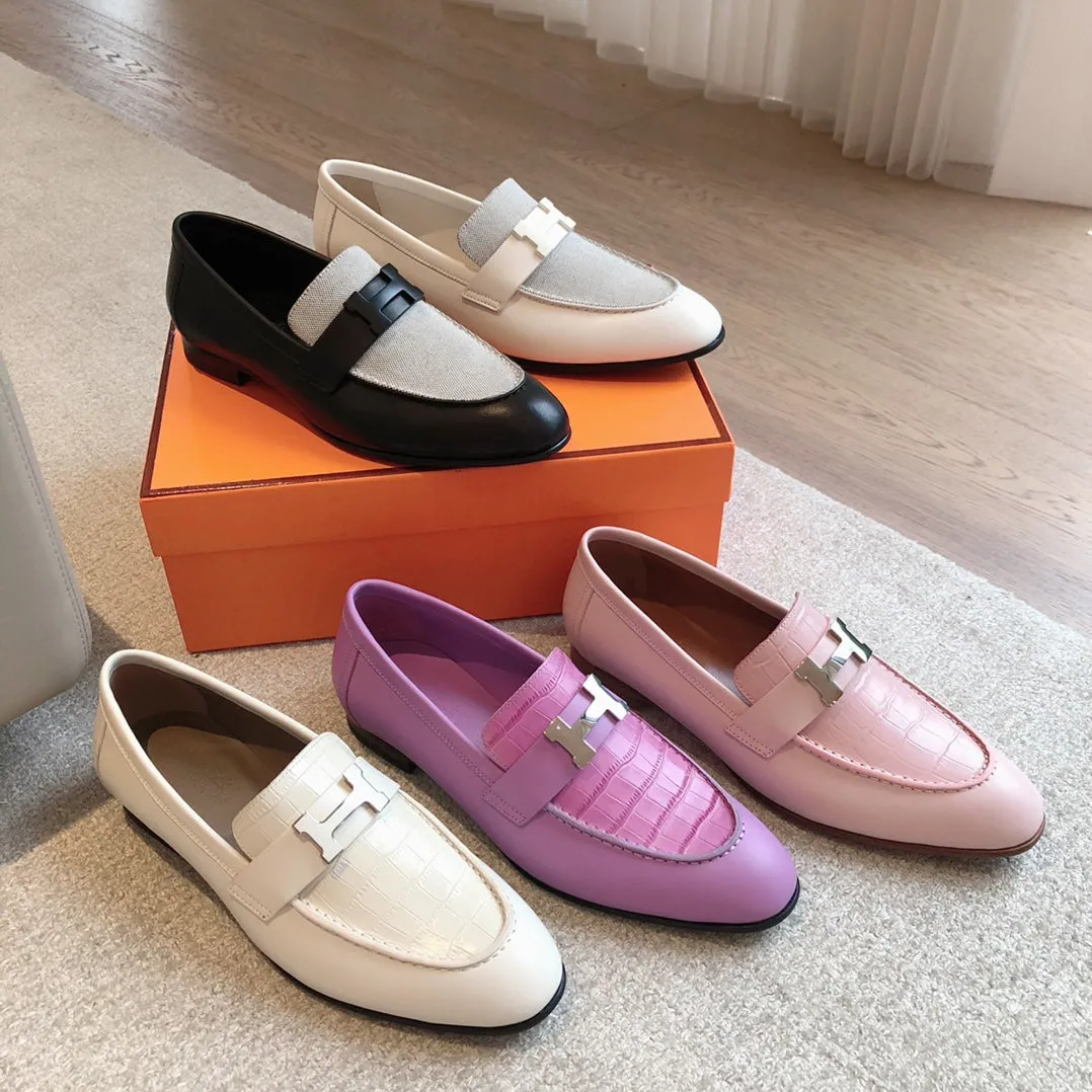Paris Loafer Crocodile Pattern Purple Calfskin With Silver Signature Buckle 734375