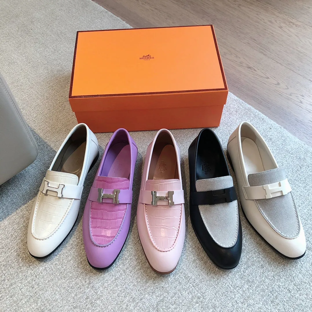 Paris Loafer Crocodile Pattern Purple Calfskin With Silver Signature Buckle 734375