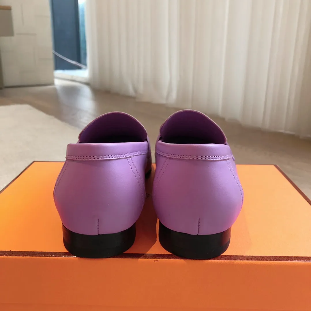 Paris Loafer Crocodile Pattern Purple Calfskin With Silver Signature Buckle 734375