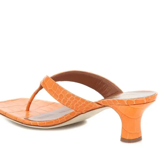 PARIS TEXAS Moc Croco Thong Sandals 45 Heel in Orange