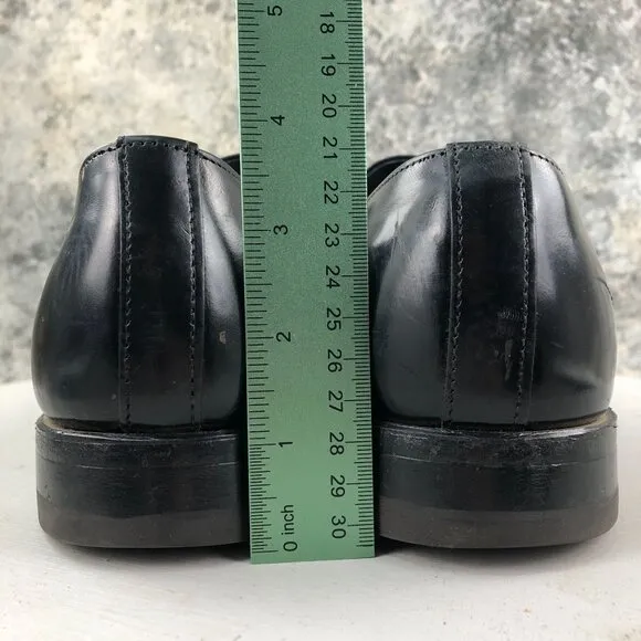 Park Place Men's Size 10D Black Leather Closed Toe Slip On Dress Shoes Loafers