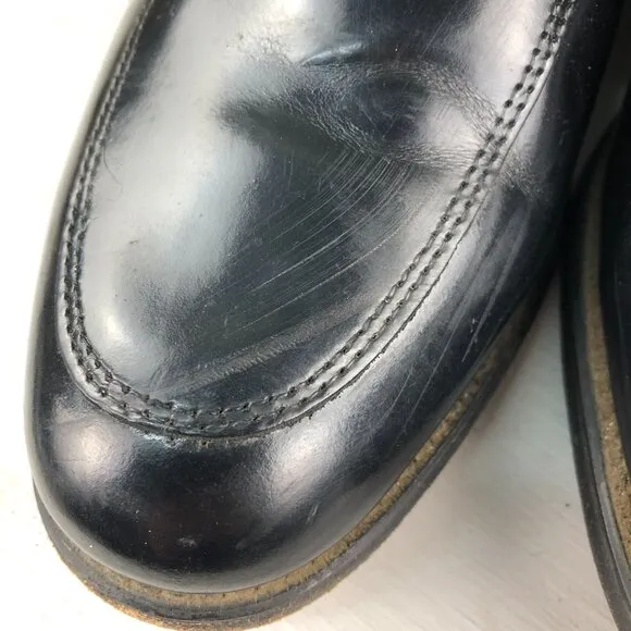 Park Place Men's Size 10D Black Leather Closed Toe Slip On Dress Shoes Loafers