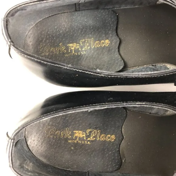 Park Place Men's Size 10D Black Leather Closed Toe Slip On Dress Shoes Loafers