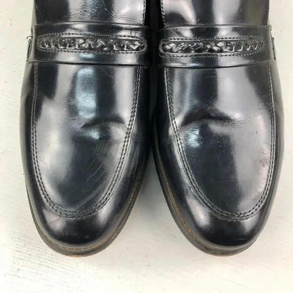 Park Place Men's Size 10D Black Leather Closed Toe Slip On Dress Shoes Loafers