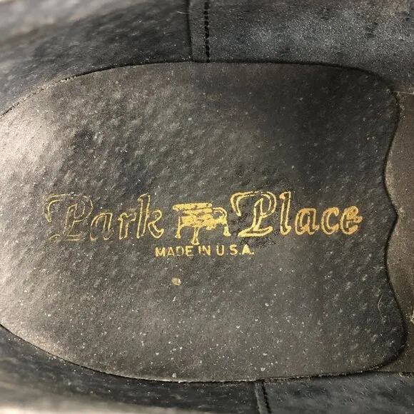 Park Place Men's Size 10D Black Leather Closed Toe Slip On Dress Shoes Loafers