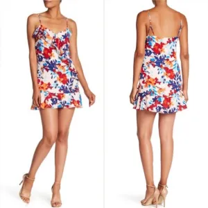 Parker Multi Floral Ruffle Mini Dress size Small