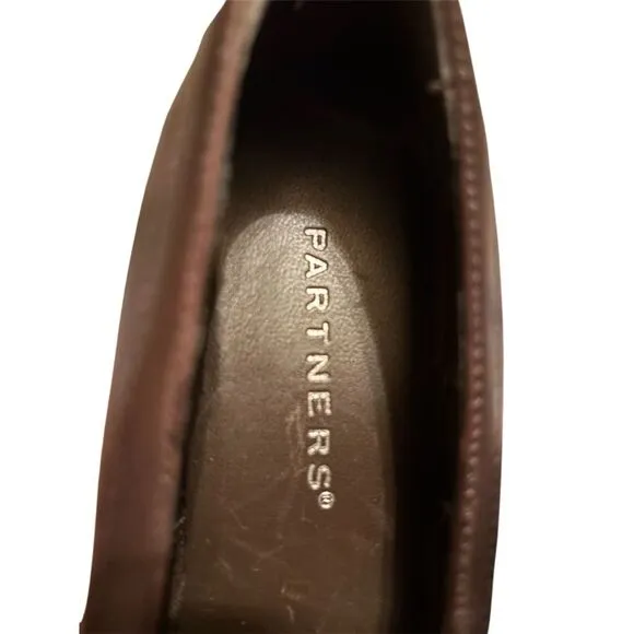 Partners , Women's Brown Leather Block Heel Loafers Size 6 Mule