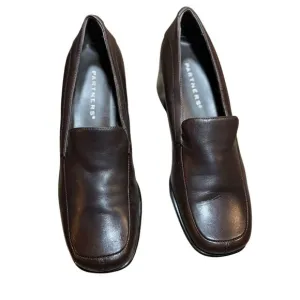 Partners , Women's Brown Leather Block Heel Loafers Size 6 Mule