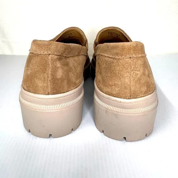 PATINA Zoe Chunky Loafers Women's Size 7.5 Tan Suede Leather Platform Lug Sole