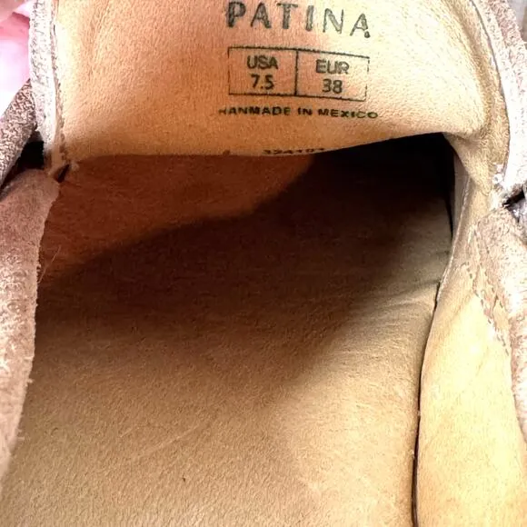 PATINA Zoe Chunky Loafers Women's Size 7.5 Tan Suede Leather Platform Lug Sole
