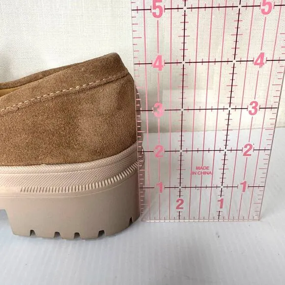 PATINA Zoe Chunky Loafers Women's Size 7.5 Tan Suede Leather Platform Lug Sole