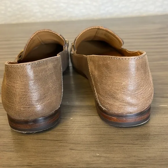 PATRICIA NASH FIA TAUPE LEATHER HORSE BIT LOAFERS 6