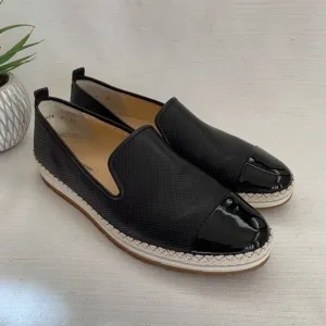 Paul Green Posh Black Perforated Leather Espadrille Loafer Flats UK6 US8.5