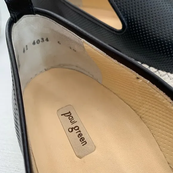 Paul Green Posh Black Perforated Leather Espadrille Loafer Flats UK6 US8.5