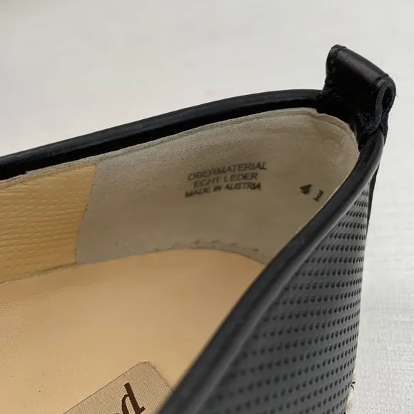 Paul Green Posh Black Perforated Leather Espadrille Loafer Flats UK6 US8.5