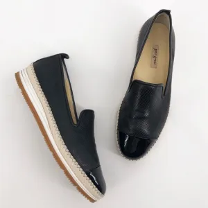 PAUL GREEN Posh Black Perforated Leather Espadrille Loafer