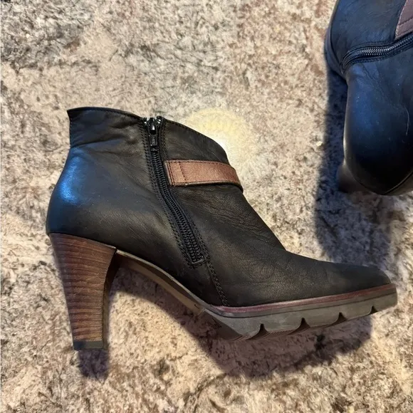 Paul Green Women's Black Brown Heeled Ankle Boots Size 3 UK / 5.5 US