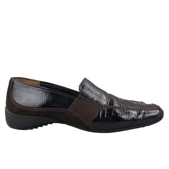 Paul Green Women's UK 4.5 (US 7.5) Sofia Brown Patent Leather Slip On Loafers