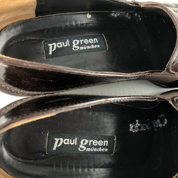 Paul Green Women's UK 4.5 (US 7.5) Sofia Brown Patent Leather Slip On Loafers