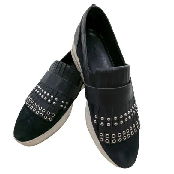 Pedder Red studded fringe platform slip-on loafers with rubber sole size 6.5