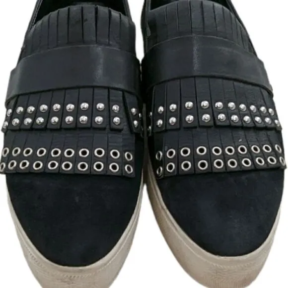 Pedder Red studded fringe platform slip-on loafers with rubber sole size 6.5