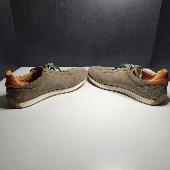 Pedro del Hierro Mens 10 Sage Green Icon Suede Sneakers Leather Gorpcore