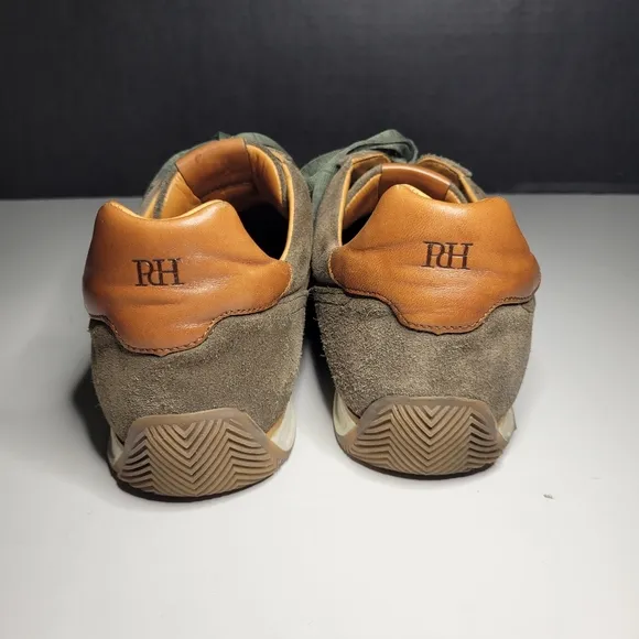 Pedro del Hierro Mens 10 Sage Green Icon Suede Sneakers Leather Gorpcore