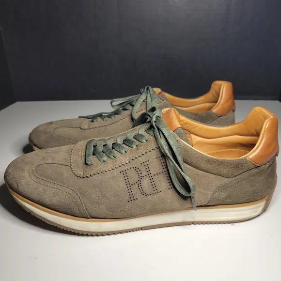Pedro del Hierro Mens 10 Sage Green Icon Suede Sneakers Leather Gorpcore