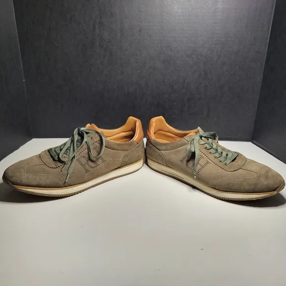 Pedro del Hierro Mens 10 Sage Green Icon Suede Sneakers Leather Gorpcore