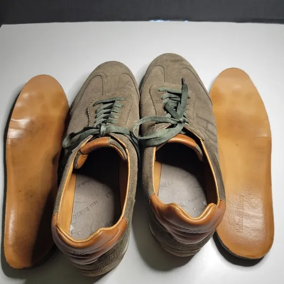 Pedro del Hierro Mens 10 Sage Green Icon Suede Sneakers Leather Gorpcore