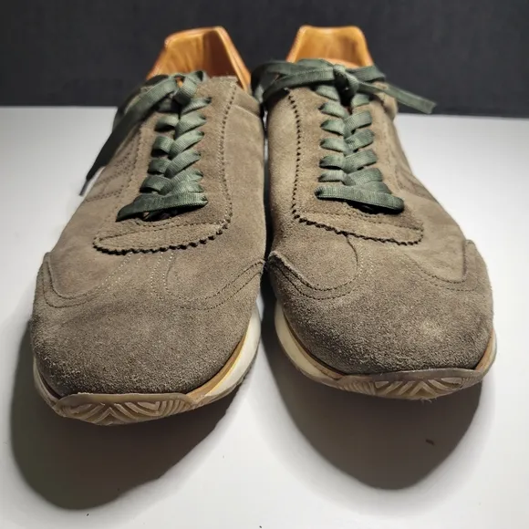 Pedro del Hierro Mens 10 Sage Green Icon Suede Sneakers Leather Gorpcore