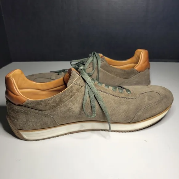 Pedro del Hierro Mens 10 Sage Green Icon Suede Sneakers Leather Gorpcore