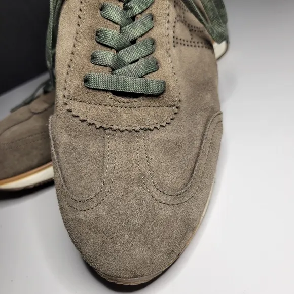 Pedro del Hierro Mens 10 Sage Green Icon Suede Sneakers Leather Gorpcore