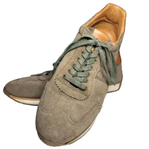 Pedro del Hierro Mens 10 Sage Green Icon Suede Sneakers Leather Gorpcore