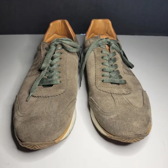 Pedro del Hierro Mens 10 Sage Green Icon Suede Sneakers Leather Gorpcore