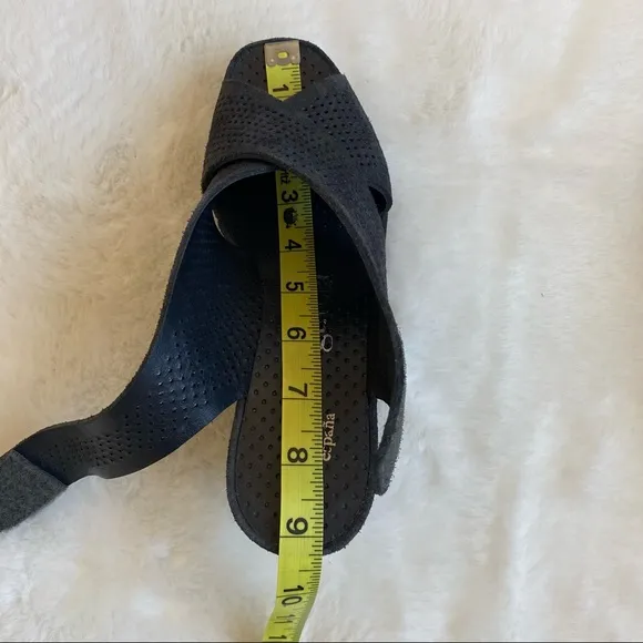 Pedro Garcia Black Frigg Wedge Perforated Slingback Sandals | Sz 5.5