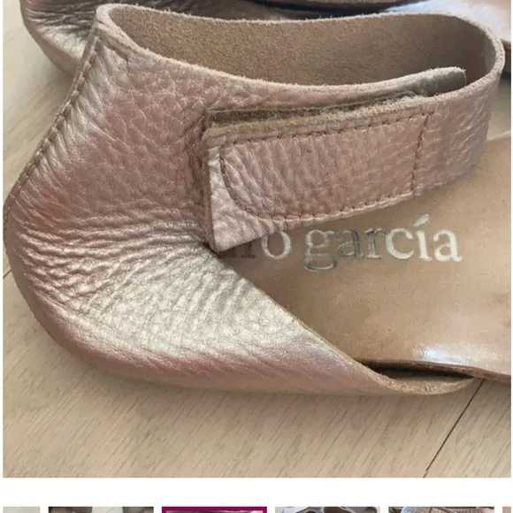 Pedro Garcia Joline Pebble Quarterback Sandals in Sirocco Rose Gold Metallic