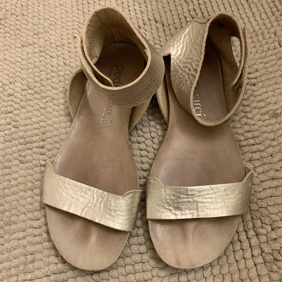 Pedro Garcia Joline Pebble Quarterback Sandals in Sirocco Rose Gold Metallic