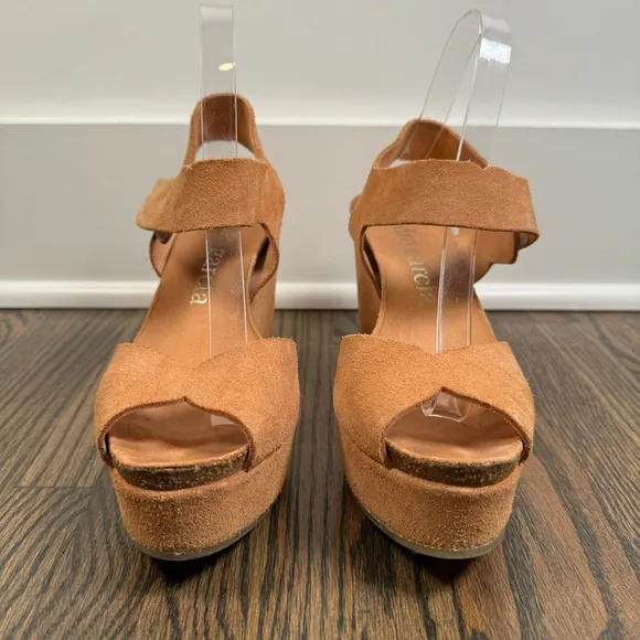 Pedro Garcia Suede Wedge Sandals size 38.5/8.5