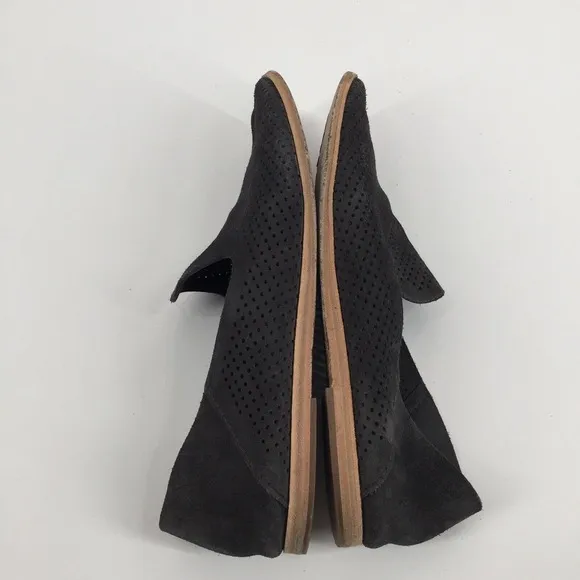Pedro Garcia Yara Perforated Leather Loafers Size 39.5 Dark Gray Luxury Flats