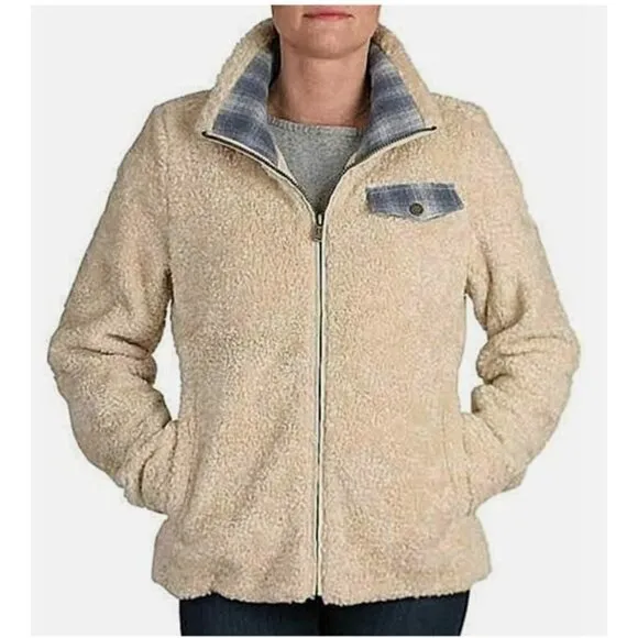 Pendleton Ladies' Fuzzy Zip Jacket Coat Teddy Bear Fall Winter Sherpa Fleece med
