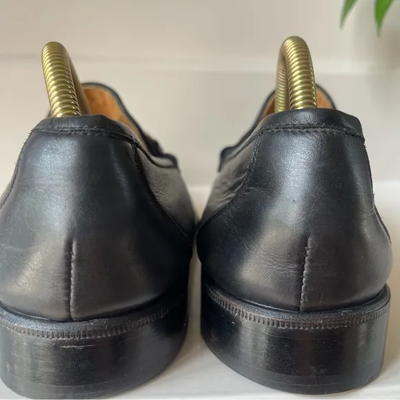 Peter Huber Black Leather Bit Loafer with Web Stripe in Red Green Mens 9 Italy