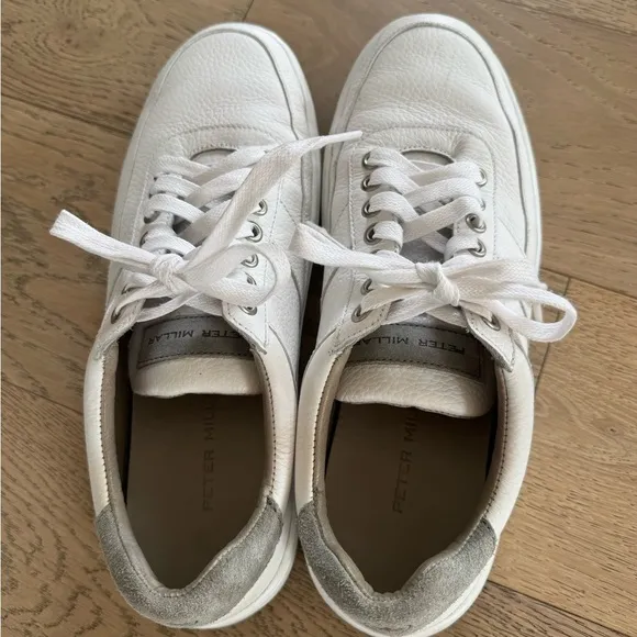 Peter Millar Men's Vantage Pebble Grain Leather Low-Top Sneakers Size 9
