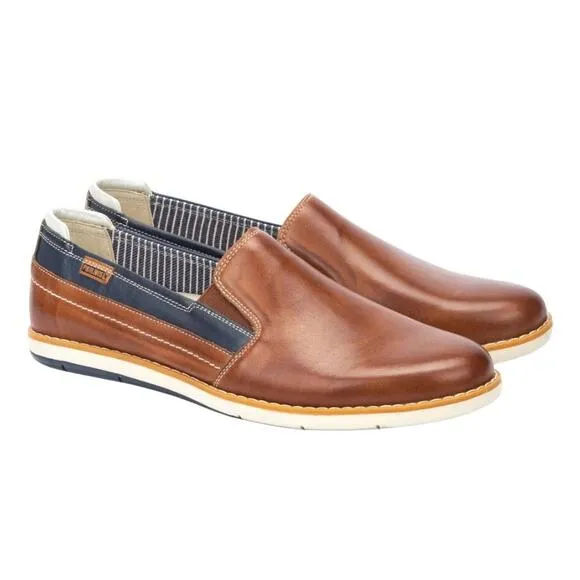 PIKOLINOS Mens Jucar Slip On Loafers EU 41 US 8 Blue Brown Leather NWOB