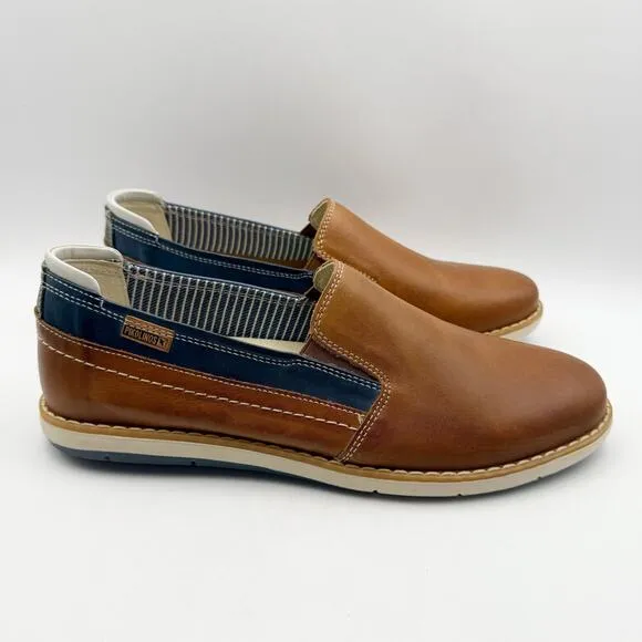 PIKOLINOS Mens Jucar Slip On Loafers EU 41 US 8 Blue Brown Leather NWOB