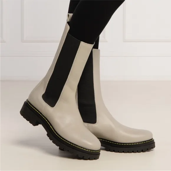 Pinko Gray Natalie Stivale Lug Boots Sz 36 or 6