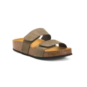 PLAKTON Khaki Made In Spain Leather Cult Comfort Footbed Sandals