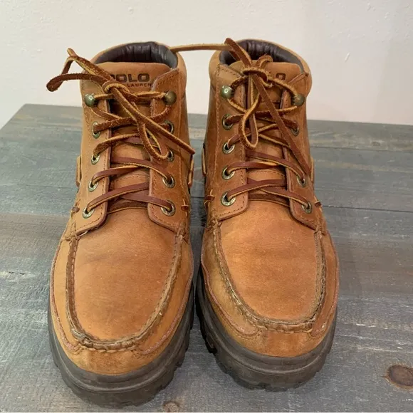 POLO RALPH LAUREN Brown Leather Lace Ups Boots Women’s Size 8D (wide width)